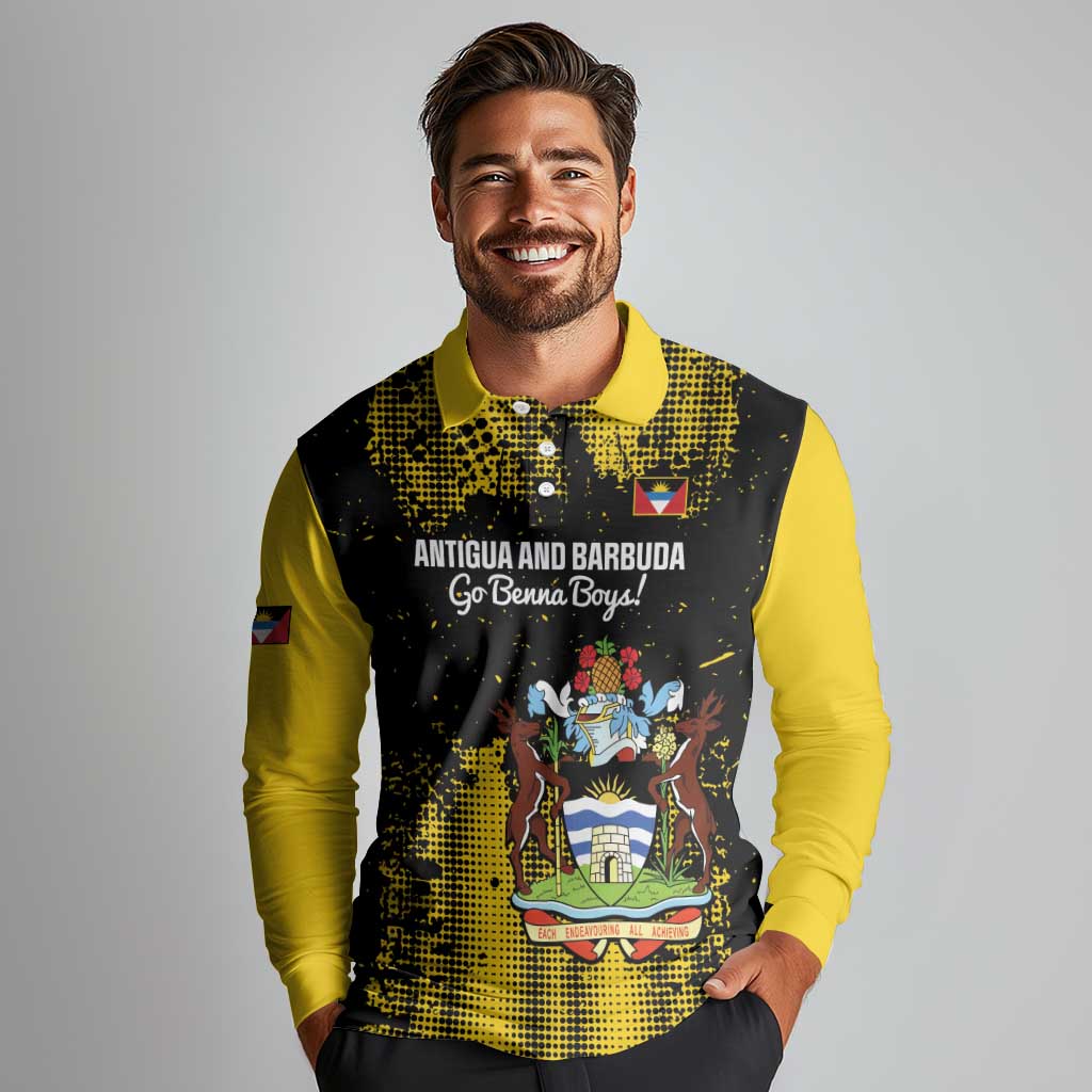 Custom Antigua and Barbuda Football Long Sleeve Polo Shirt Go Benna Boys - Wonder Print Shop