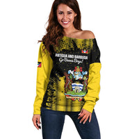 Custom Antigua and Barbuda Football Off Shoulder Sweater Go Benna Boys - Wonder Print Shop