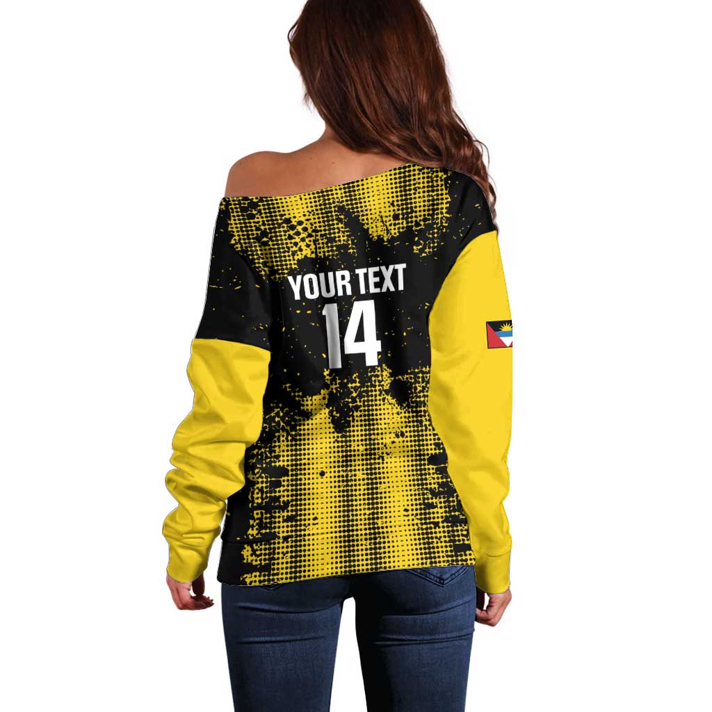 Custom Antigua and Barbuda Football Off Shoulder Sweater Go Benna Boys - Wonder Print Shop
