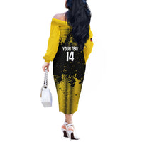 Custom Antigua and Barbuda Football Off The Shoulder Long Sleeve Dress Go Benna Boys - Wonder Print Shop