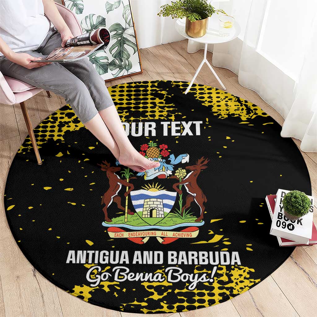 Custom Antigua and Barbuda Football Round Carpet Go Benna Boys - Wonder Print Shop