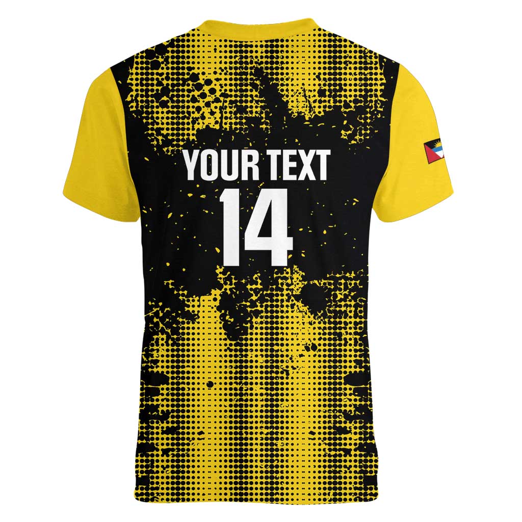 Custom Antigua and Barbuda Football Women V-Neck T-Shirt Go Benna Boys - Wonder Print Shop