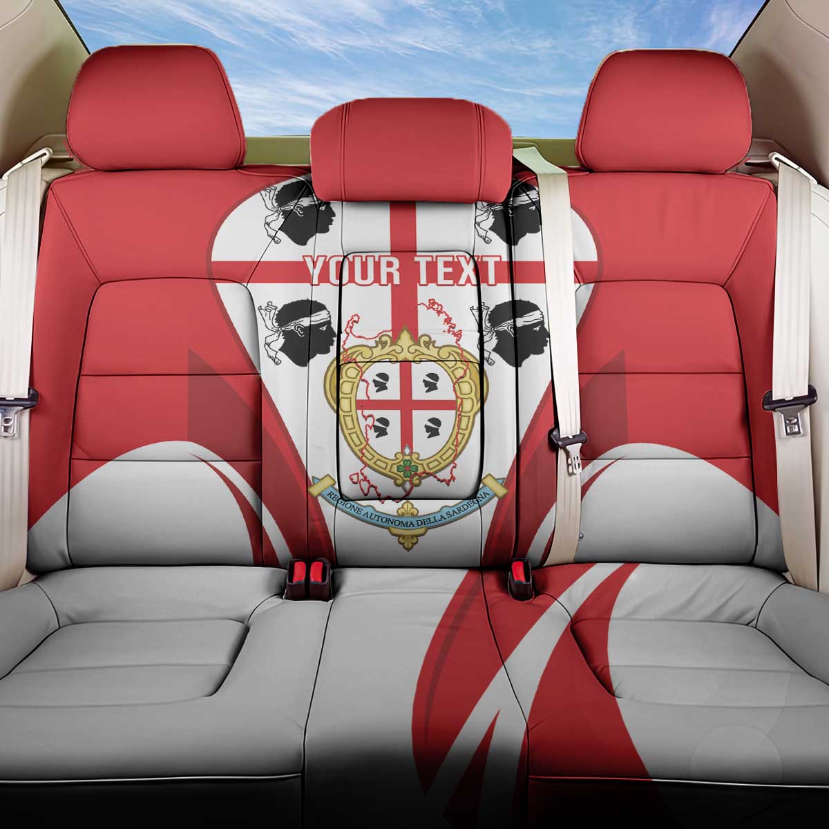Personalised Sardinia Italy Back Car Seat Cover Sardegna Quattro Mori Coat Of Arms