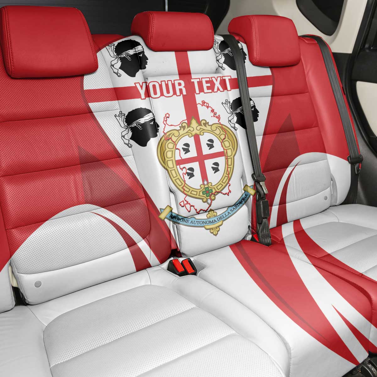 Personalised Sardinia Italy Back Car Seat Cover Sardegna Quattro Mori Coat Of Arms