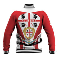 Personalised Sardinia Italy Baseball Jacket Sardegna Quattro Mori Coat Of Arms