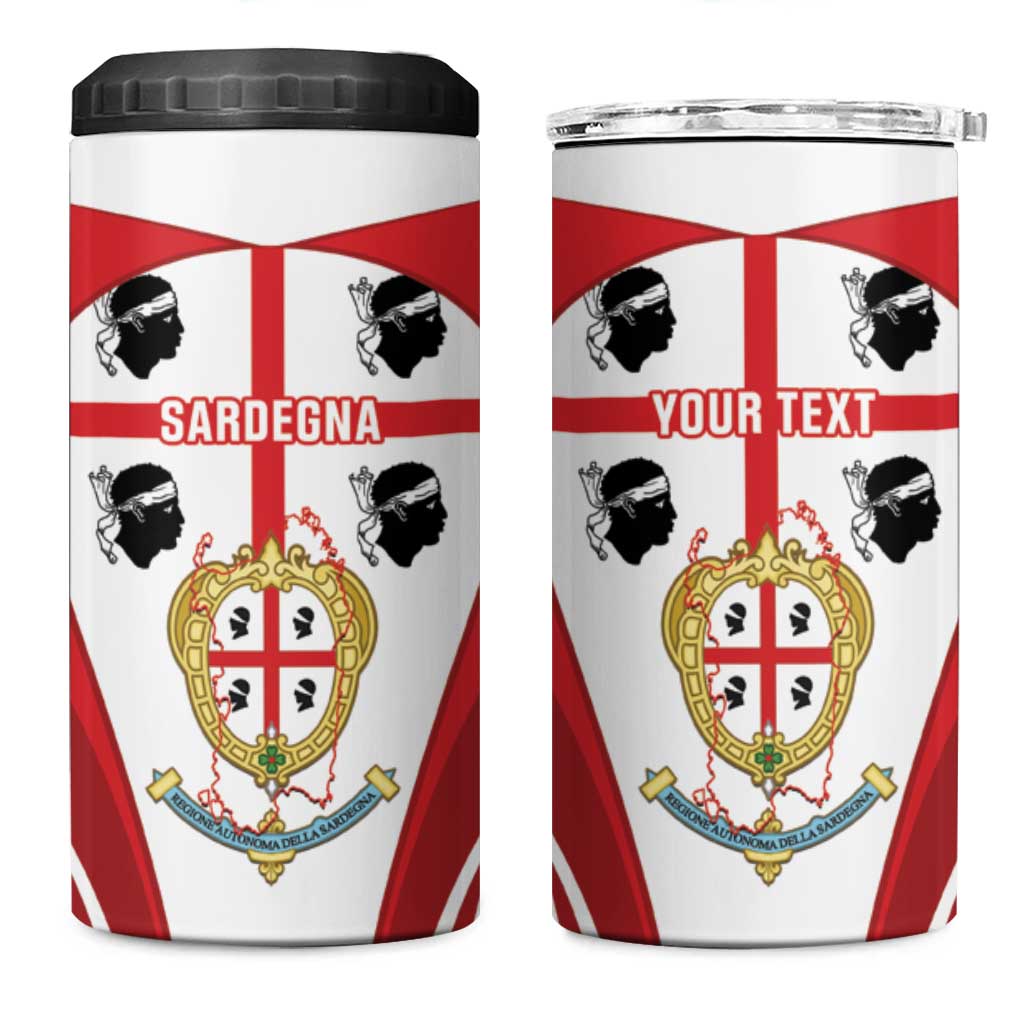 Personalised Sardinia Italy 4 in 1 Can Cooler Tumbler Sardegna Quattro Mori Coat Of Arms