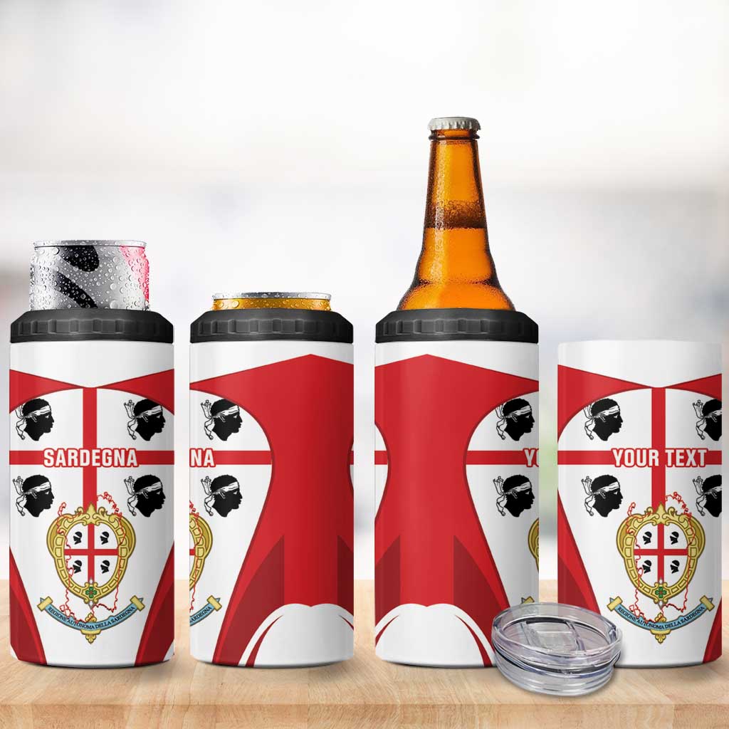 Personalised Sardinia Italy 4 in 1 Can Cooler Tumbler Sardegna Quattro Mori Coat Of Arms