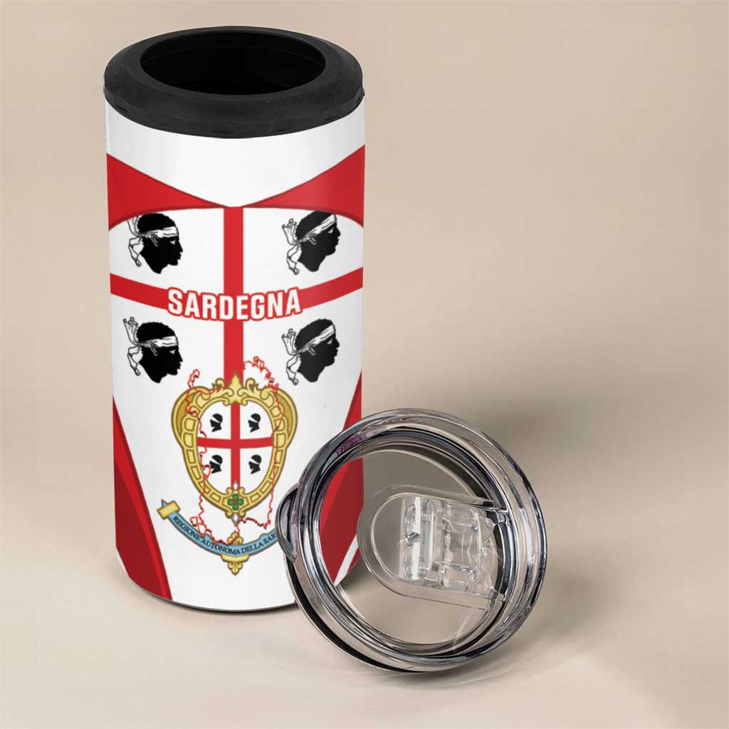 Personalised Sardinia Italy 4 in 1 Can Cooler Tumbler Sardegna Quattro Mori Coat Of Arms