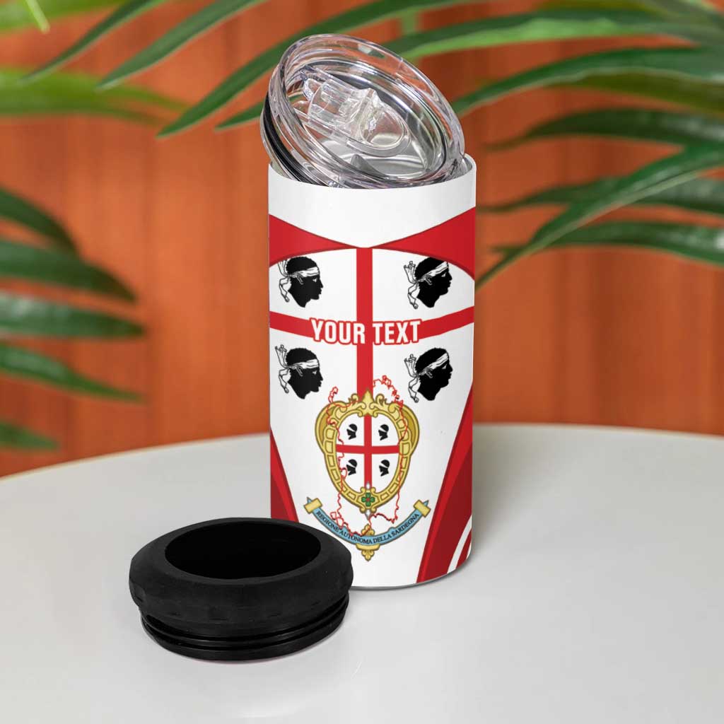 Personalised Sardinia Italy 4 in 1 Can Cooler Tumbler Sardegna Quattro Mori Coat Of Arms