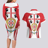 Personalised Sardinia Italy Couples Matching Long Sleeve Bodycon Dress and Hawaiian Shirt Sardegna Quattro Mori Coat Of Arms