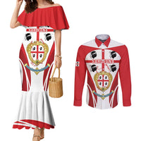 Personalised Sardinia Italy Couples Matching Mermaid Dress and Long Sleeve Button Shirt Sardegna Quattro Mori Coat Of Arms