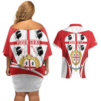 Personalised Sardinia Italy Couples Matching Off Shoulder Short Dress and Hawaiian Shirt Sardegna Quattro Mori Coat Of Arms