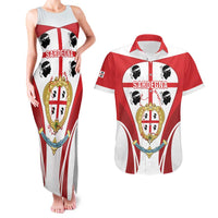 Personalised Sardinia Italy Couples Matching Tank Maxi Dress and Hawaiian Shirt Sardegna Quattro Mori Coat Of Arms