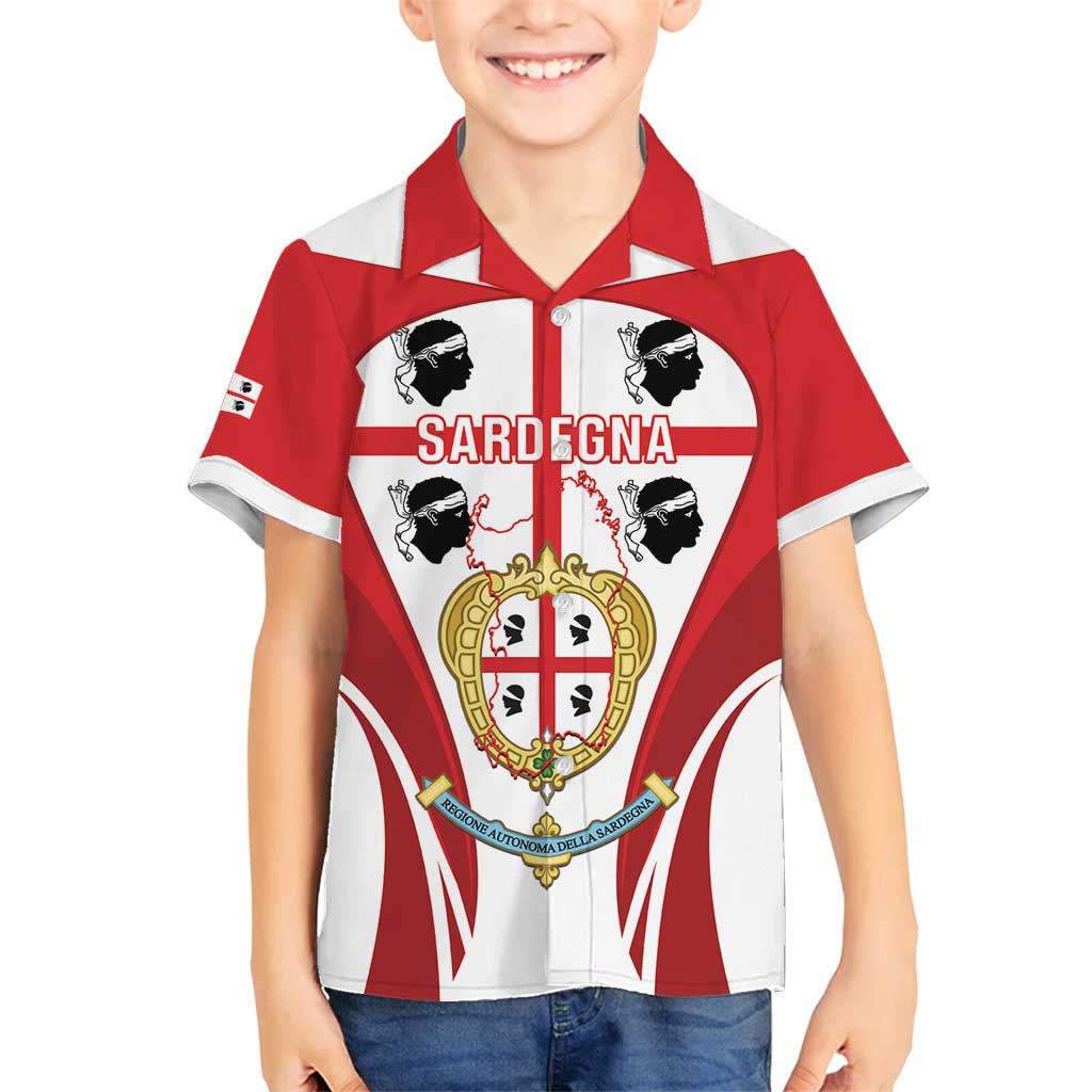 Personalised Sardinia Italy Family Matching Long Sleeve Bodycon Dress and Hawaiian Shirt Sardegna Quattro Mori Coat Of Arms