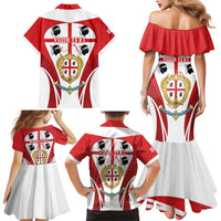 Personalised Sardinia Italy Family Matching Mermaid Dress and Hawaiian Shirt Sardegna Quattro Mori Coat Of Arms