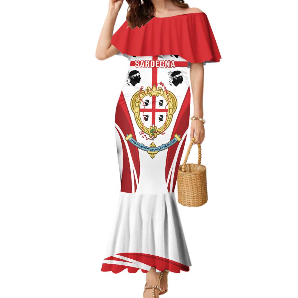 Personalised Sardinia Italy Family Matching Mermaid Dress and Hawaiian Shirt Sardegna Quattro Mori Coat Of Arms