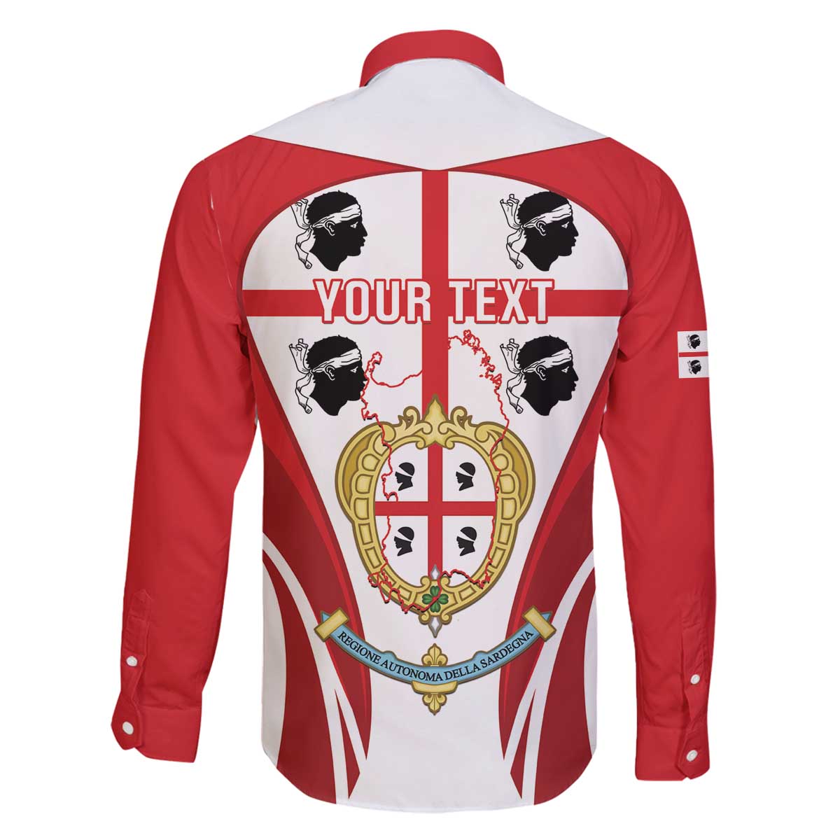 Personalised Sardinia Italy Family Matching Off The Shoulder Long Sleeve Dress and Hawaiian Shirt Sardegna Quattro Mori Coat Of Arms