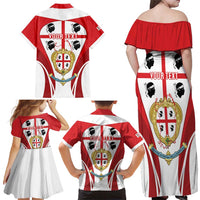 Personalised Sardinia Italy Family Matching Off Shoulder Maxi Dress and Hawaiian Shirt Sardegna Quattro Mori Coat Of Arms