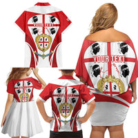 Personalised Sardinia Italy Family Matching Off Shoulder Short Dress and Hawaiian Shirt Sardegna Quattro Mori Coat Of Arms