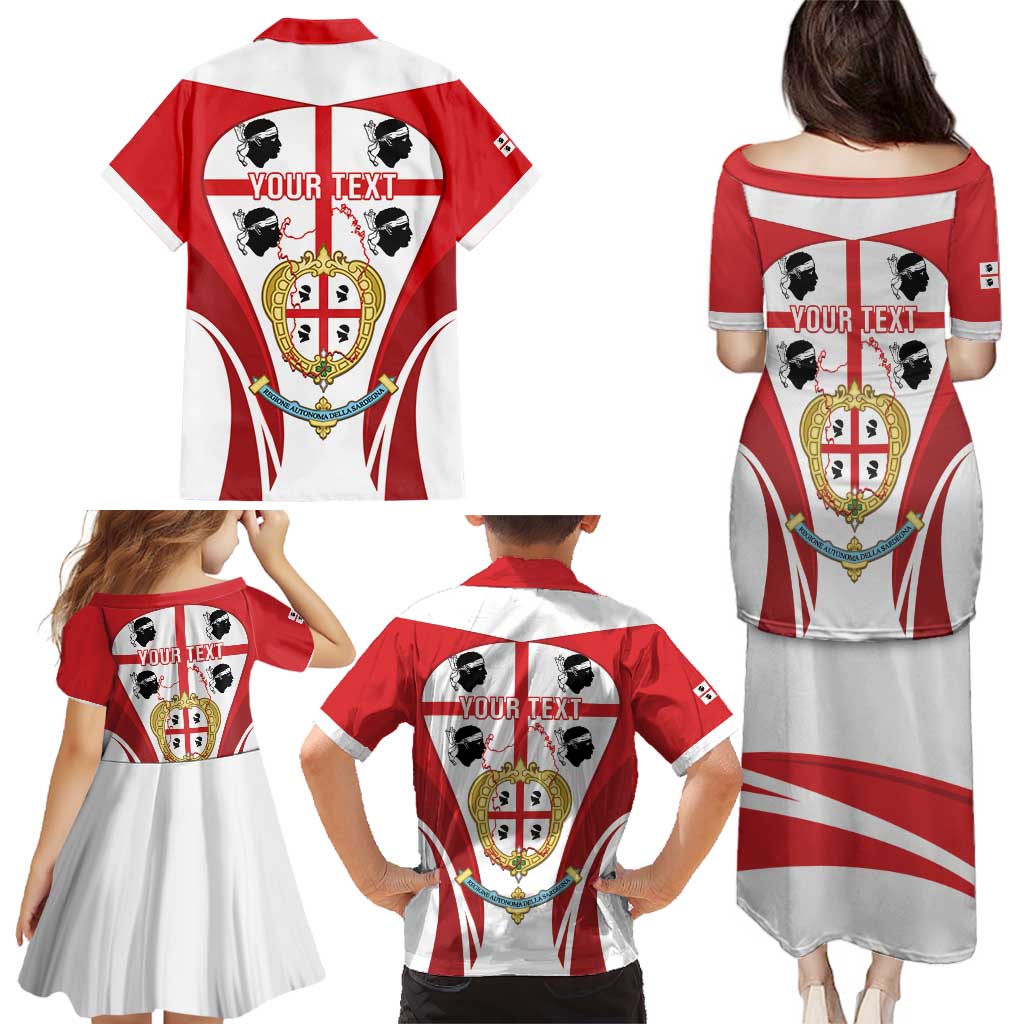 Personalised Sardinia Italy Family Matching Puletasi and Hawaiian Shirt Sardegna Quattro Mori Coat Of Arms