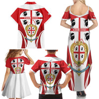 Personalised Sardinia Italy Family Matching Summer Maxi Dress and Hawaiian Shirt Sardegna Quattro Mori Coat Of Arms