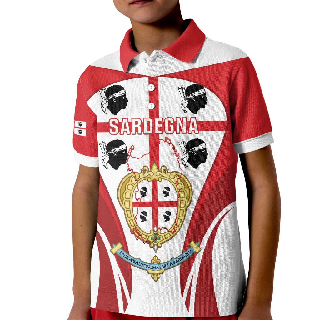 Personalised Sardinia Italy Kid Polo Shirt Sardegna Quattro Mori Coat Of Arms