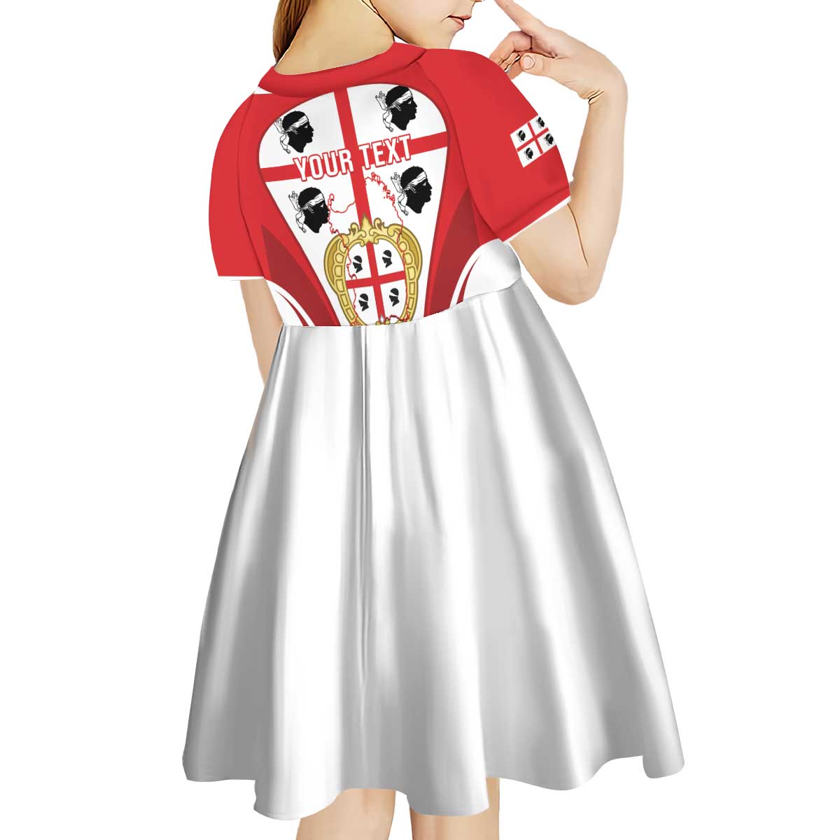 Personalised Sardinia Italy Kid Short Sleeve Dress Sardegna Quattro Mori Coat Of Arms
