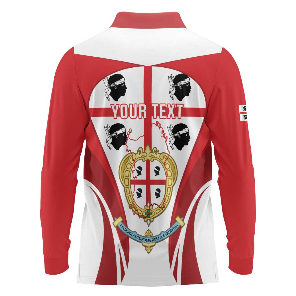 Personalised Sardinia Italy Long Sleeve Polo Shirt Sardegna Quattro Mori Coat Of Arms