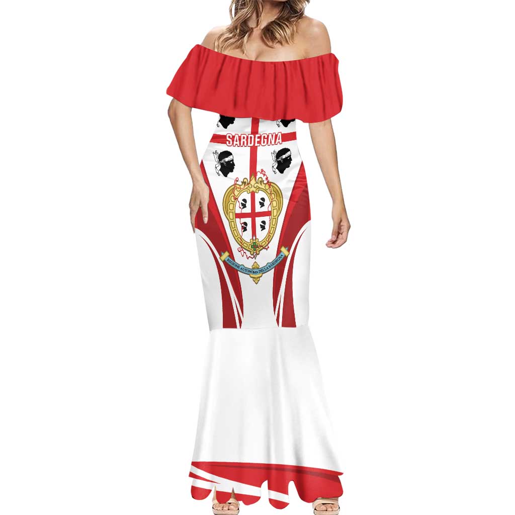 Personalised Sardinia Italy Mermaid Dress Sardegna Quattro Mori Coat Of Arms