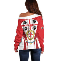 Personalised Sardinia Italy Off Shoulder Sweater Sardegna Quattro Mori Coat Of Arms