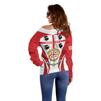 Personalised Sardinia Italy Off Shoulder Sweater Sardegna Quattro Mori Coat Of Arms