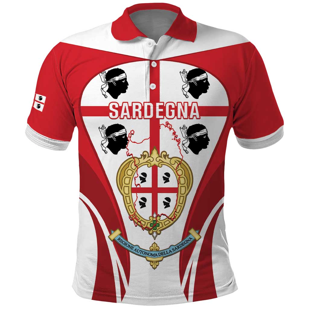 Personalised Sardinia Italy Polo Shirt Sardegna Quattro Mori Coat Of Arms