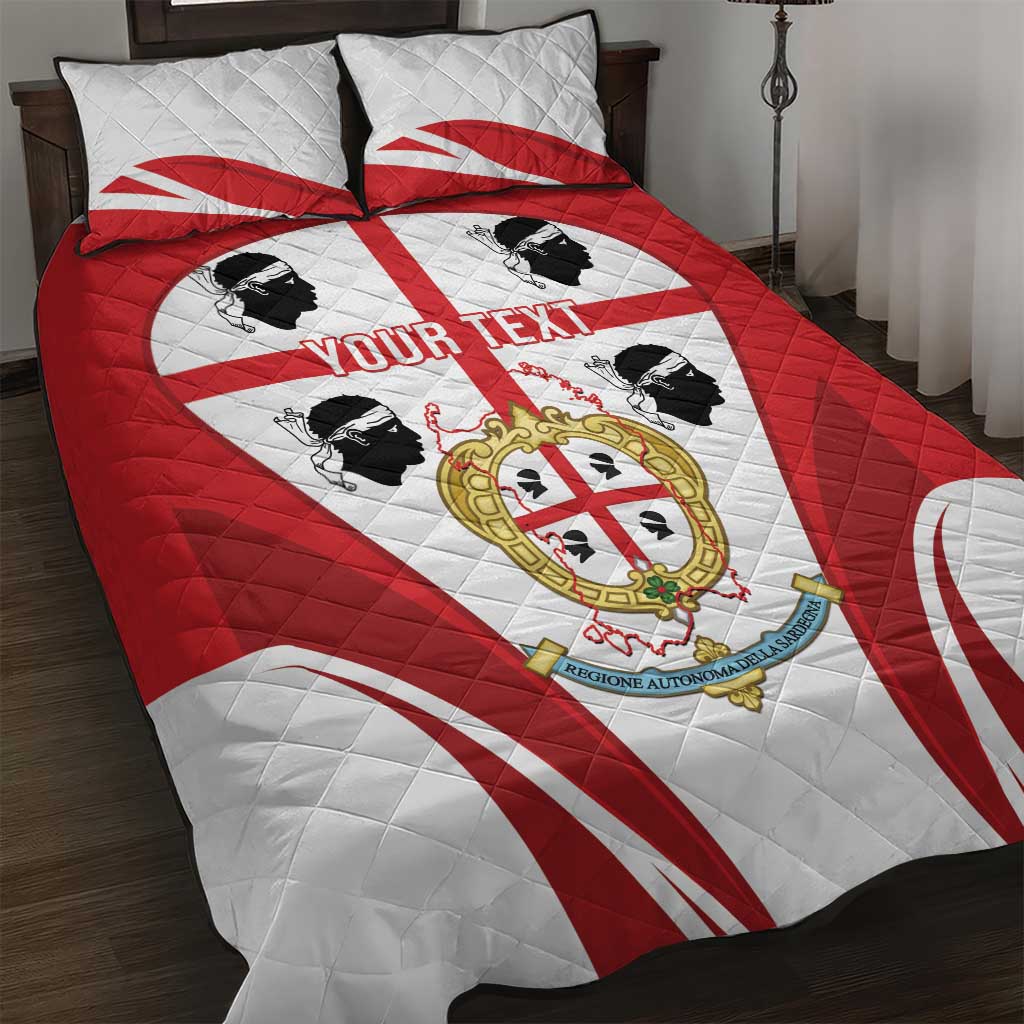 Personalised Sardinia Italy Quilt Bed Set Sardegna Quattro Mori Coat Of Arms