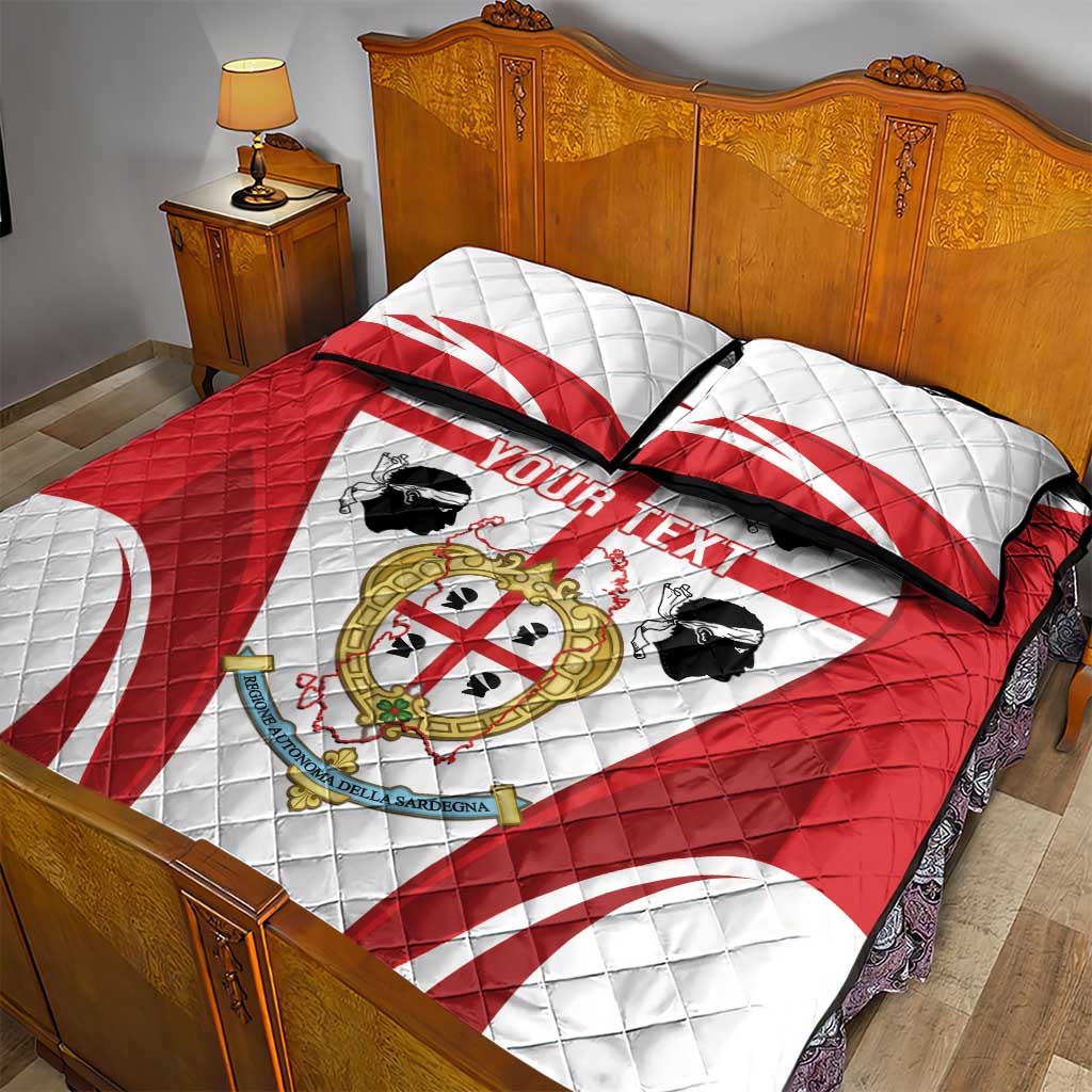 Personalised Sardinia Italy Quilt Bed Set Sardegna Quattro Mori Coat Of Arms