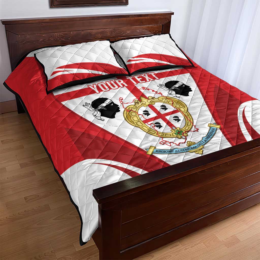 Personalised Sardinia Italy Quilt Bed Set Sardegna Quattro Mori Coat Of Arms
