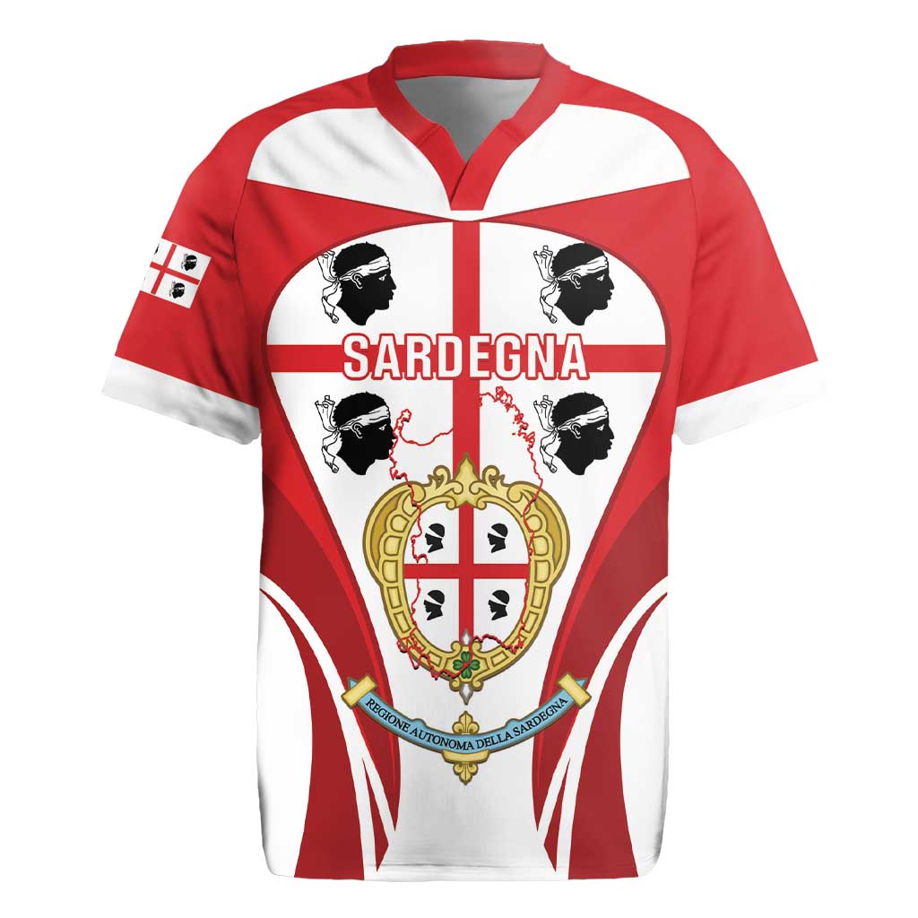 Personalised Sardinia Italy Rugby Jersey Sardegna Quattro Mori Coat Of Arms