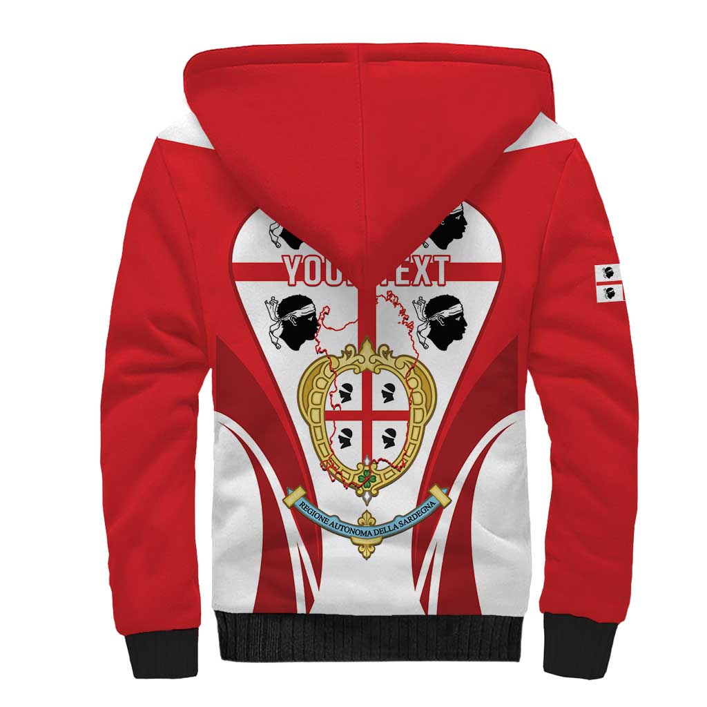 Personalised Sardinia Italy Sherpa Hoodie Sardegna Quattro Mori Coat Of Arms