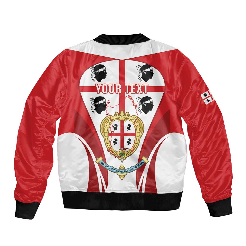 Personalised Sardinia Italy Sleeve Zip Bomber Jacket Sardegna Quattro Mori Coat Of Arms