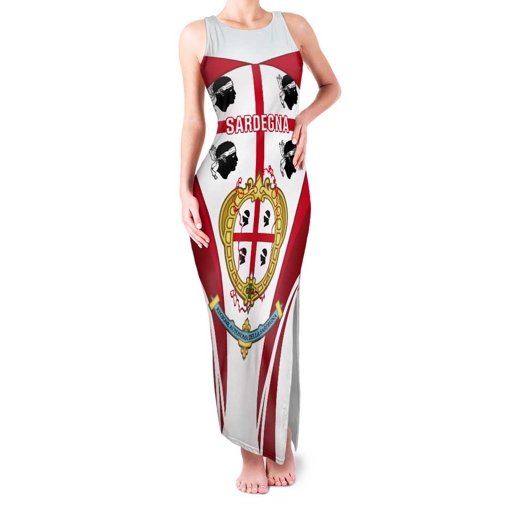 Personalised Sardinia Italy Tank Maxi Dress Sardegna Quattro Mori Coat Of Arms
