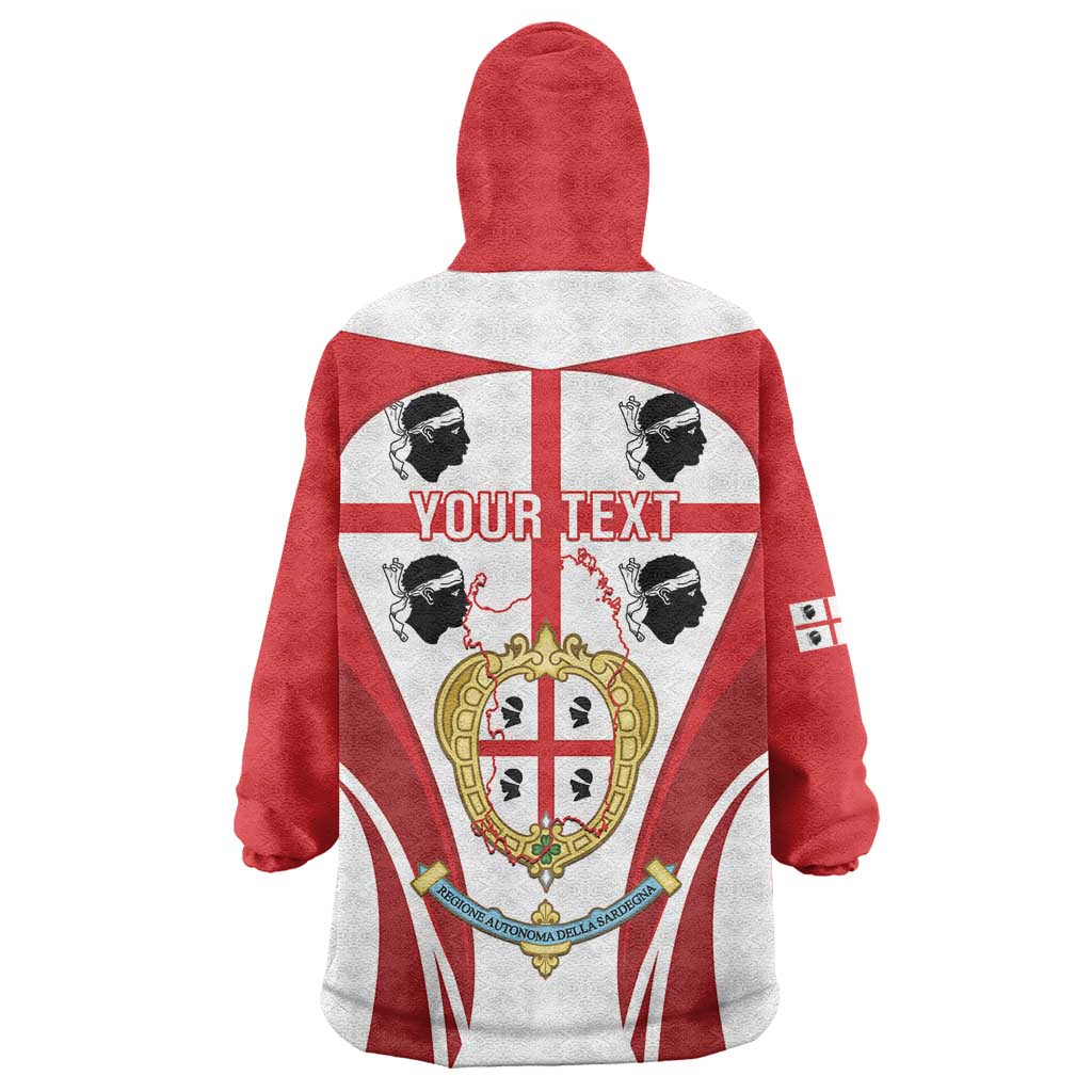 Personalised Sardinia Italy Wearable Blanket Hoodie Sardegna Quattro Mori Coat Of Arms
