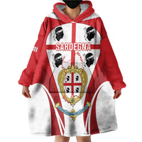 Personalised Sardinia Italy Wearable Blanket Hoodie Sardegna Quattro Mori Coat Of Arms