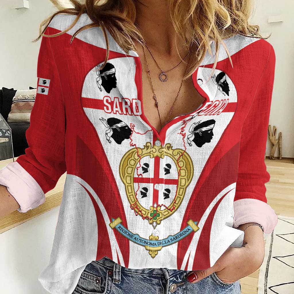 Personalised Sardinia Italy Women Casual Shirt Sardegna Quattro Mori Coat Of Arms