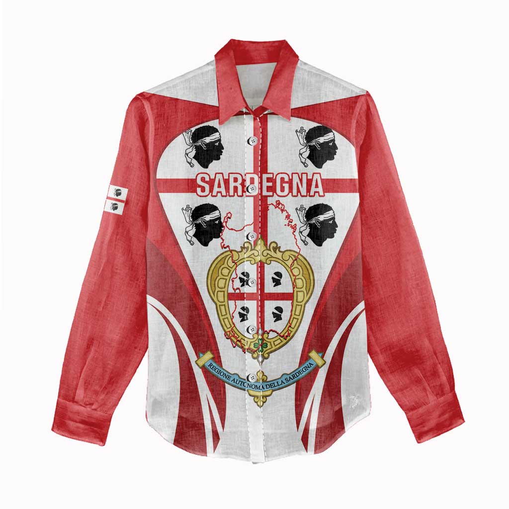 Personalised Sardinia Italy Women Casual Shirt Sardegna Quattro Mori Coat Of Arms