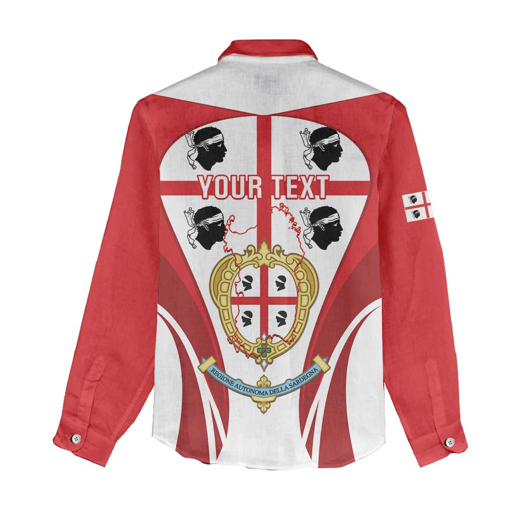 Personalised Sardinia Italy Women Casual Shirt Sardegna Quattro Mori Coat Of Arms