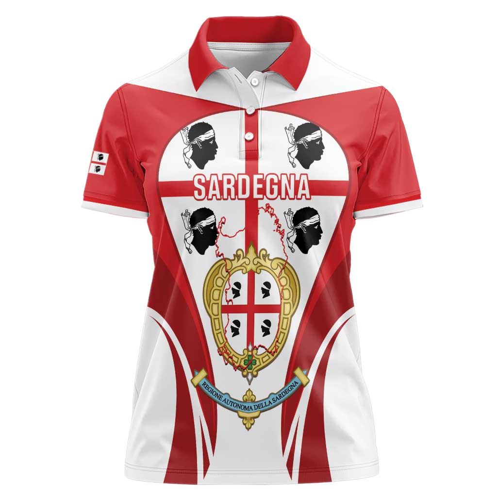 Personalised Sardinia Italy Women Polo Shirt Sardegna Quattro Mori Coat Of Arms