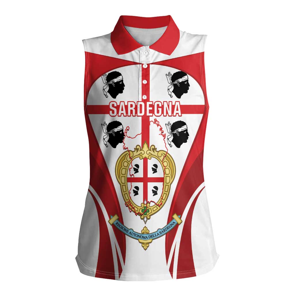 Personalised Sardinia Italy Women Sleeveless Polo Shirt Sardegna Quattro Mori Coat Of Arms
