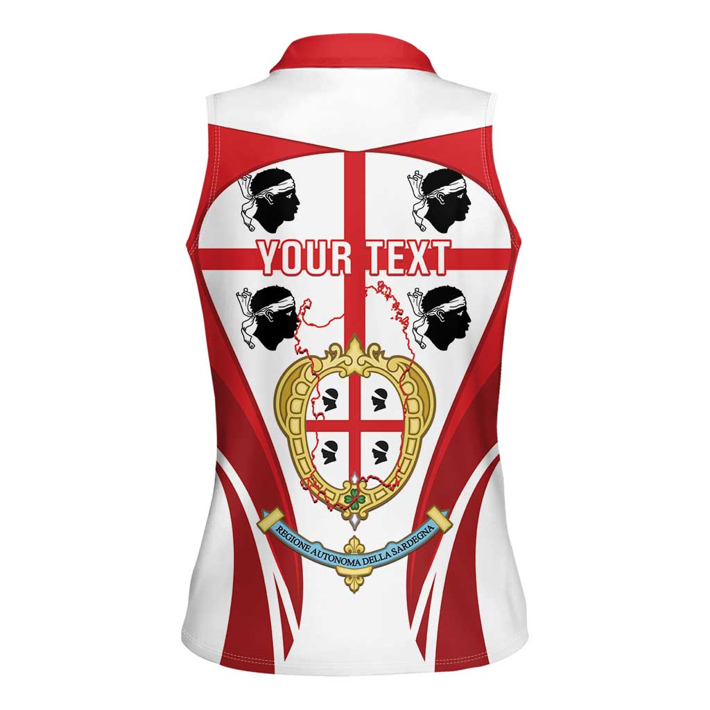 Personalised Sardinia Italy Women Sleeveless Polo Shirt Sardegna Quattro Mori Coat Of Arms