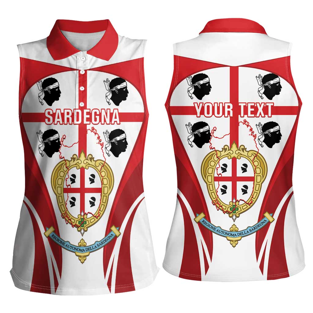Personalised Sardinia Italy Women Sleeveless Polo Shirt Sardegna Quattro Mori Coat Of Arms