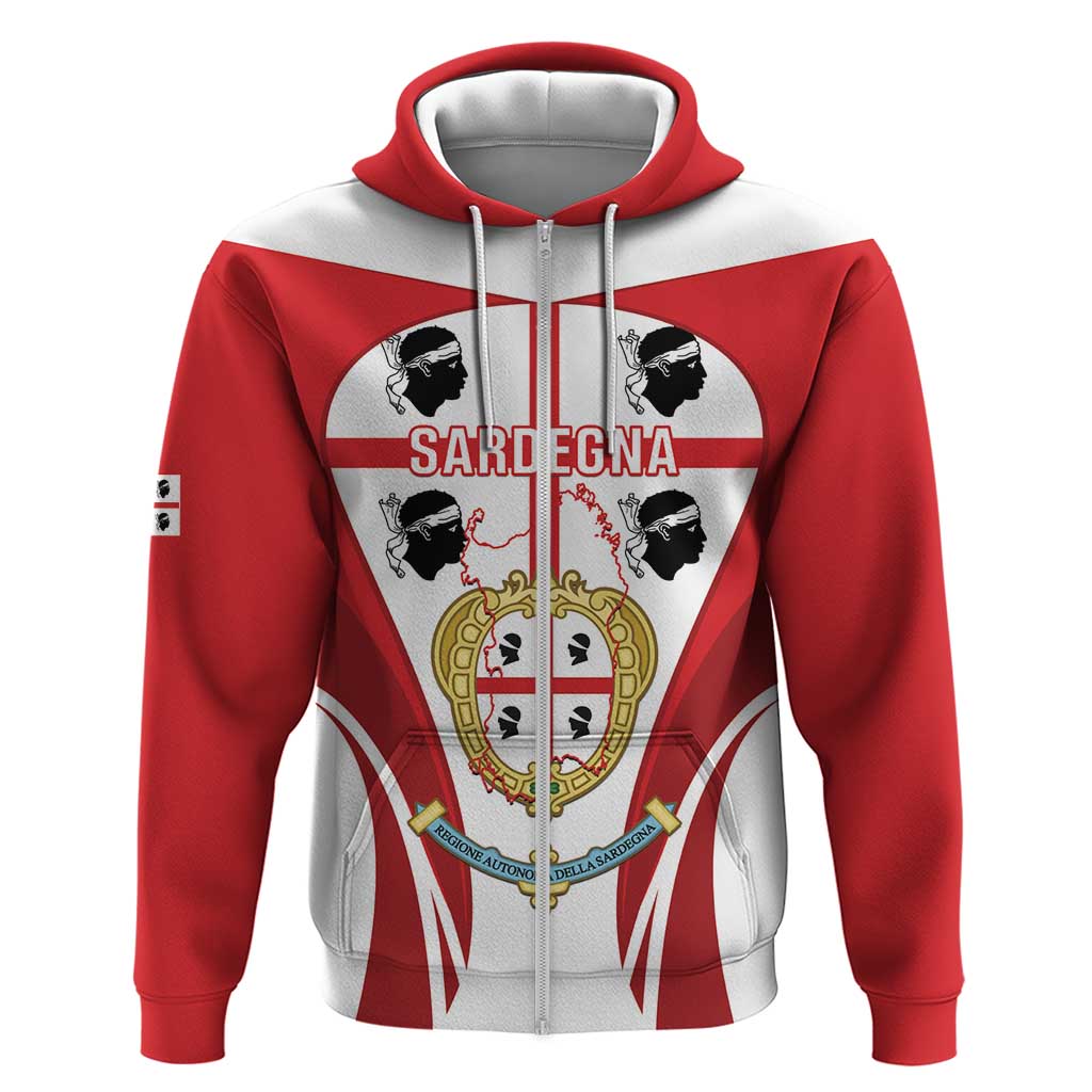 Personalised Sardinia Italy Zip Hoodie Sardegna Quattro Mori Coat Of Arms