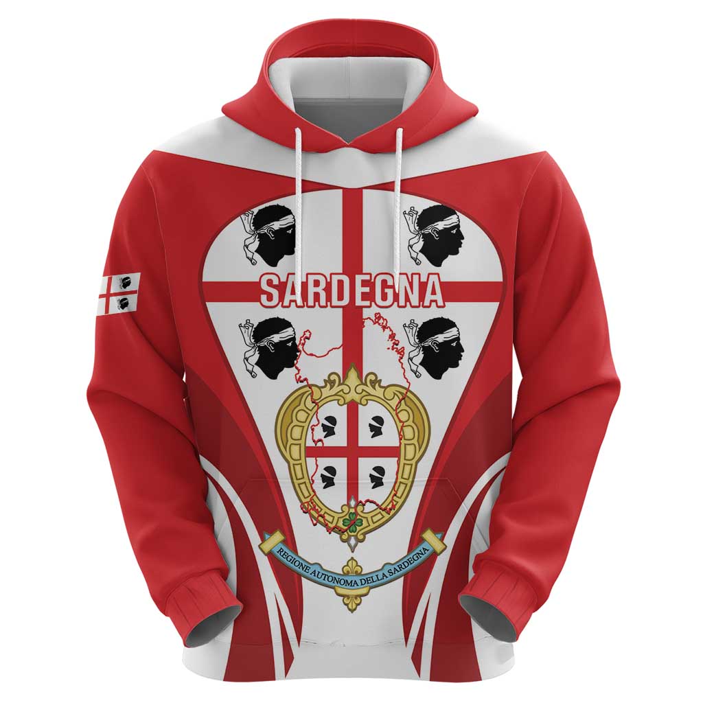 Personalised Sardinia Italy Zip Hoodie Sardegna Quattro Mori Coat Of Arms